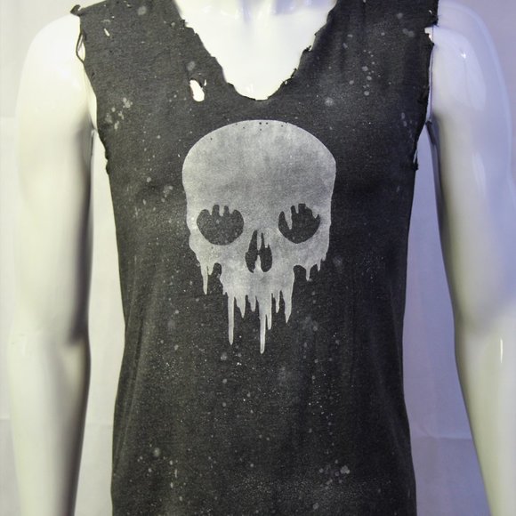 Skull Handmade Distressed Destroyed Ripped Altered - Picture 2 of 5